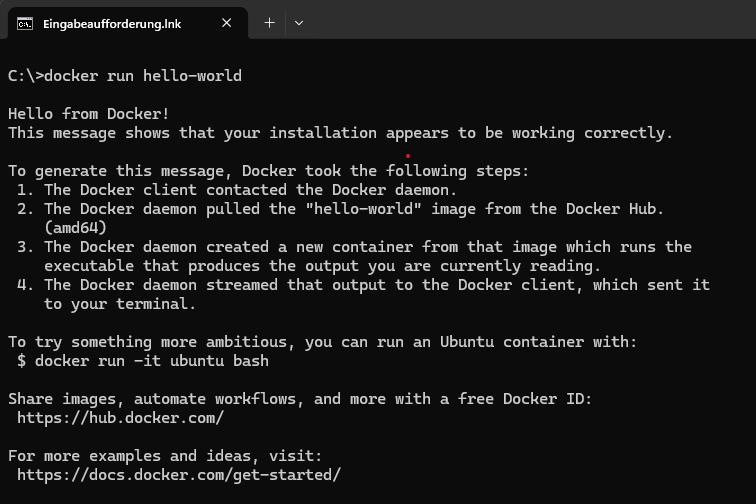 Docker Test in Windows Kommandozeile