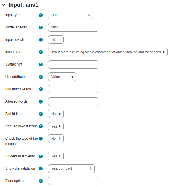 Screenshot: STACK input